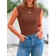 thumbnail image 3 of PRETTYGARDEN Top Ajustado de Mujer con Mangas Corta Acanalado Marrón XXL, 3 of 8