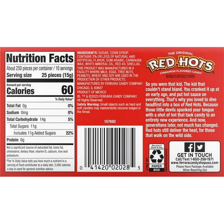 Ferrara, Red Hots Cinnamon Candy, 5.5 oz, Original Flavor