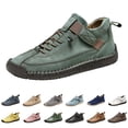 thumbnail image 5 of AUDeals Womens Handmade Casual Leather Sneakers Non Slip Ankle Loafers Outdoor Walking Shoes (Blackish Green, 7), 5 of 5