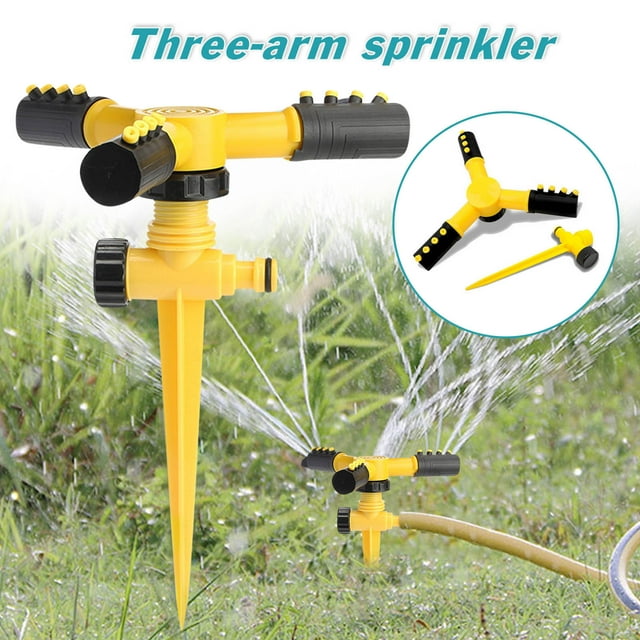 Aspersor de jardín con rotación de 360°, sistema de riego por impulso para prados y césped, manguera de riego por aspersión, aspersor para riego de jardines y césped.