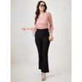 thumbnail image 5 of Globus Women Pink V-Neck Flared Sleeves Embellished Sheen Waist Tie-Up Party Crop Top, 5 of 5