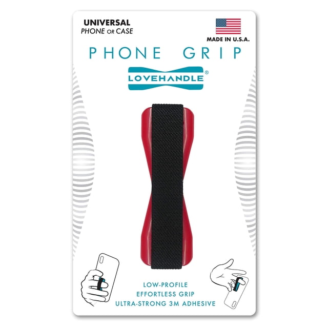 Empuñadura para smartphones y tabletas LOVEHANDLE LH-01, color rojo y negro