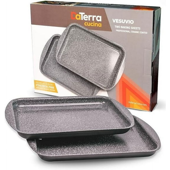 DaTerra Cucina Ceramic Coated Non Stick Cookie Sheet/Baking Sheet Twin Pack - 16.1 X 11.7 inch