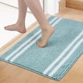 thumbnail image 2 of Unique Bargains Striped Bathroom Rugs Soft Fluffy Chenille Bath Rugs Blue 20" x 32", 2 of 7