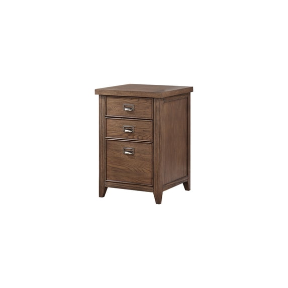 Farmouse Three Drawer Wood File Cabinet Office Storage Brown