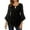 Black, variant on Womens T-Shirt Black Glitter Fabric Keyhole Neck Flared 3/4 Sleeve Ruffled Hem Flowy Fit Breathable Casual Night Outings Weekend Gatherings Chic Top