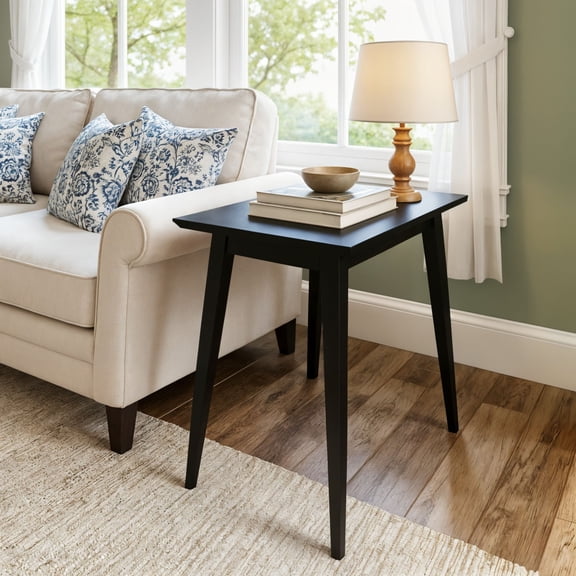 Mid-Century Modern Rectangular Side Table (24in x 15in / 630mm x 375mm), Black
