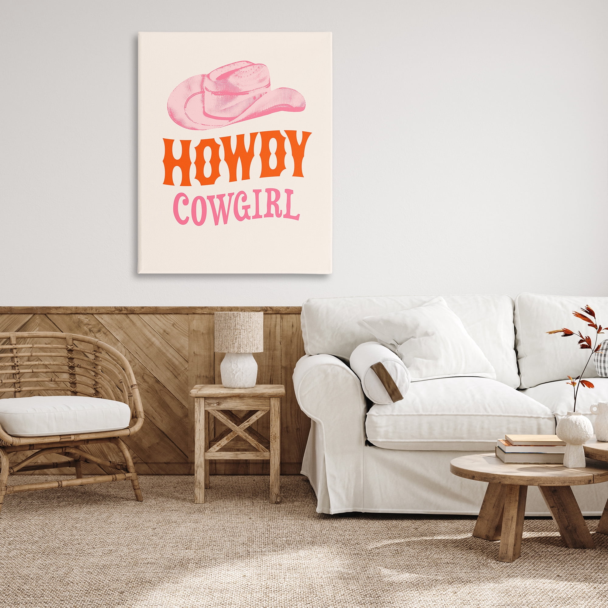 Stupell Industries Howdy Cowgirl Phrase Typography Painting Gallery Wrapped Canvas Art Print Wall Art, 36 x 48