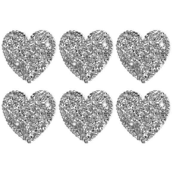 Uxcell 6-Pack Parches de Corazón de Strass para Planchar 4.5cm Adhesivos Brillantes para DIY/Ropa/Zapatos/Bolsas