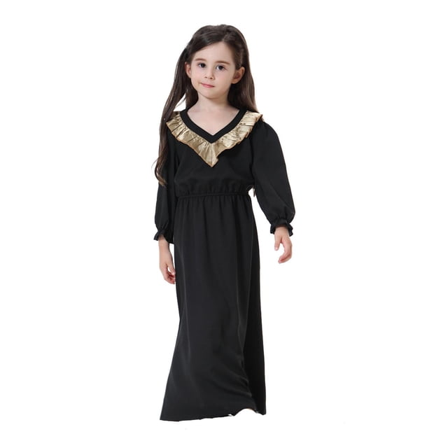 toraway Robes pour Enfants Filles Bleu Mignon Robe Longue à Manches Longues Col en V pour Filles Cadeau 3-4 Ans