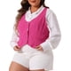 thumbnail image 4 of Chalecos de mezclilla para mujeres de tallas grandes Agnes Orinda, tops sin mangas, chaqueta casual de botón, 3X rosa intenso, 4 of 6