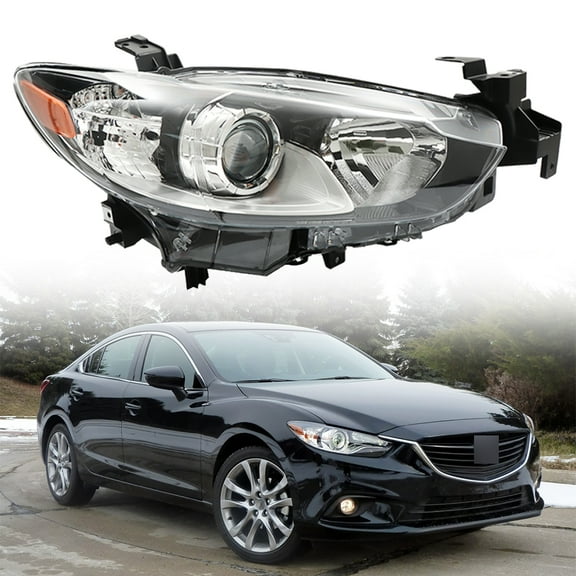 OTTULUR Right Headlight For 2014 2015 2016 2017 Mazda 6 Halogen Clear Lens Black Housing