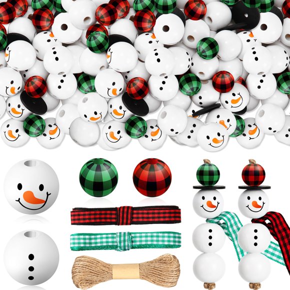 Juego de muñecos de nieve navideños Yulejo de Craft Beads, 180 unidades, de madera