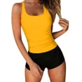 thumbnail image 3 of HVOBTTY Summer Women's 2 Piece Bikini Swimsuit Set Period Use Solid Color Round Neck Built In Pad Wireless Beach Pool Bathing Suits, 3 of 5