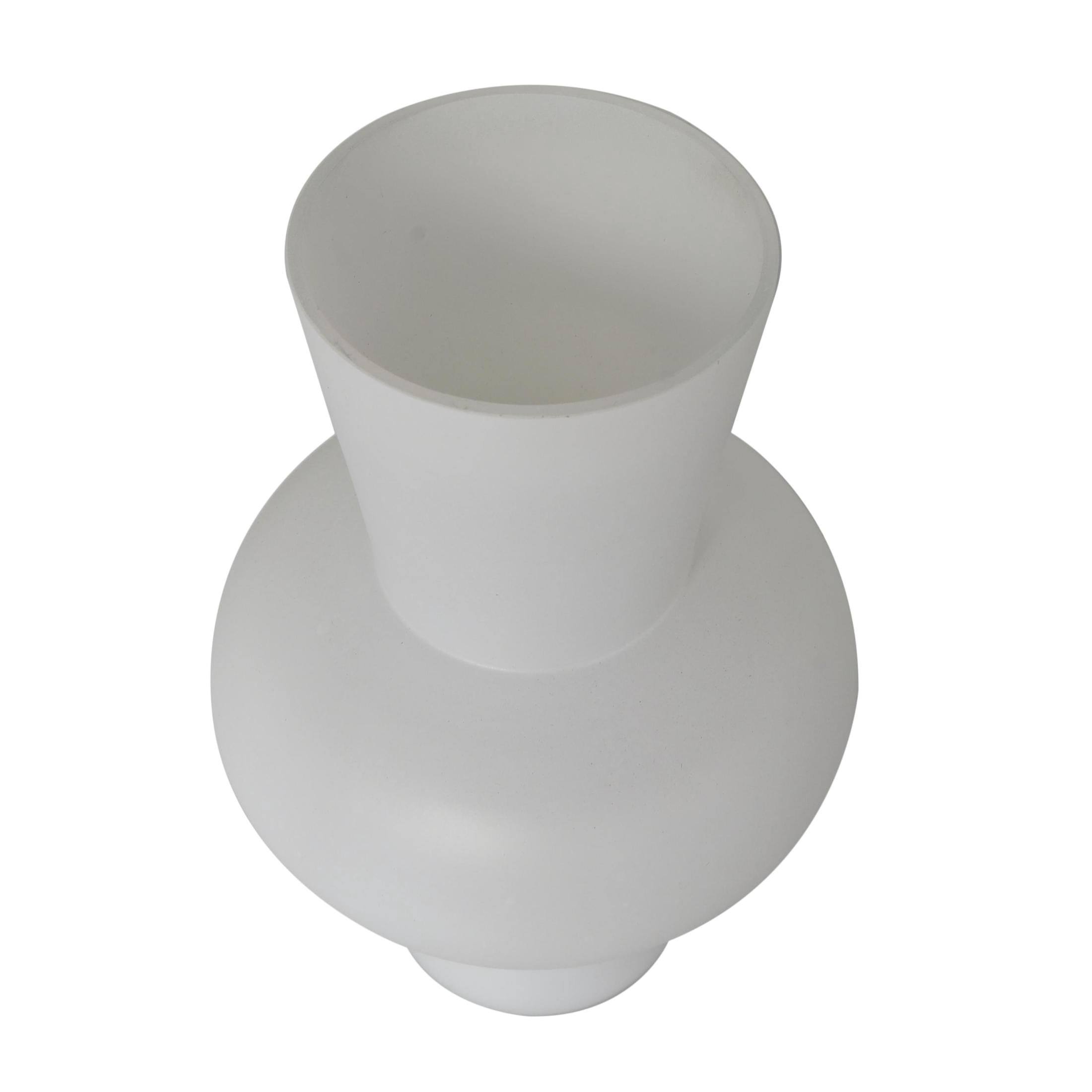 DecMode 10", 10"H Trumpet White Glass Vase with Wide Rounded Center, Set of 2