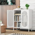 thumbnail image 2 of 2 Mesh Door Metal Storage Cabinet for Bed Room,Living Room,Home,Hotel,Office,Garage,Kitchen,3-Tier,2 Removable Shelves (Mesh Door Cabinet, White), 2 of 17