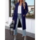 thumbnail image 4 of Cárdigan Holgado de Punto Abierto para Mujer, Informal, de Larga, Drapeado, con Bolsillos, Chaqueta Larga, Suéter. Azul XXL, 4 of 7