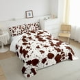 thumbnail image 4 of Erosebridal Brown Cow Print Bedding Queen Size Farmhouse Animal Comforter Set, Wildlife Cowhide Duvet Insert Modern Abstract Aesthetic Quilt Set, Highland Cow Skin Hair Bedding Comforters & Sets, 4 of 6