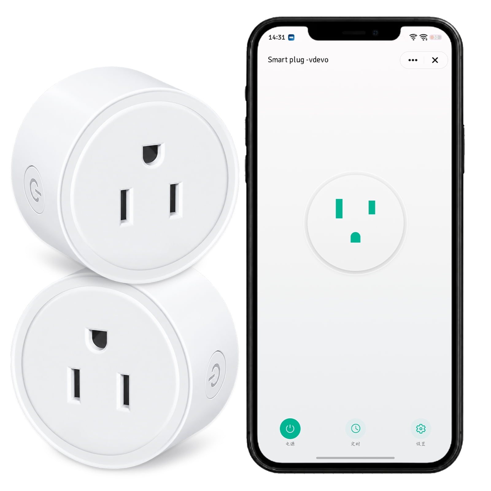 Oasskyo Smart Plug, WiFi Bluetooth Smart Outlet, Voice Control Mini Smart Socket Works with Alexa Google Home, 2 Pack
