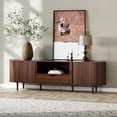 thumbnail image 4 of 71" Fluted TV Stand with Power Outlet for TVs up to 80", TV Console with Adjustable Shelves and Sliding Door,Mid Century Modern Entertainment Center for Living Room,Bedroom (Walnut), 4 of 9