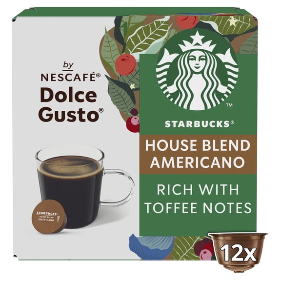 Starbucks by Nescafe Dolce Gusto House Blend Medium Roast Coffee Pods x12 102g, Imported from Britain