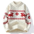 thumbnail image 2 of Alkepwun Christmas Sweater for Men Snowflake Reindeer Xmas Crewneck Loose Base Knitted Sweater Matching Pullover Jumper Top, 2 of 9