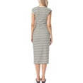thumbnail image 3 of INSPIRE CHIC Striped Dress for Women Crew Neck Cap Sleeve Bodycon Knit Midi Dresses S Apricot Black, 3 of 6