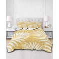 thumbnail image 2 of Quilts Twin Size Bedding Set, Palm Leaves Yellow Lightweight Quilted Comforter, Summer Botanical Coastal Tropical Soft Reversible Bedspread Coverlet with Pillow Covers for All Season, 68" x 86", 2 of 7