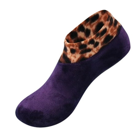

WANYNG Socks thermal Bed non-slip Warm Non Slip Leopard socks Winter Women s Indoor Home Socks Purple