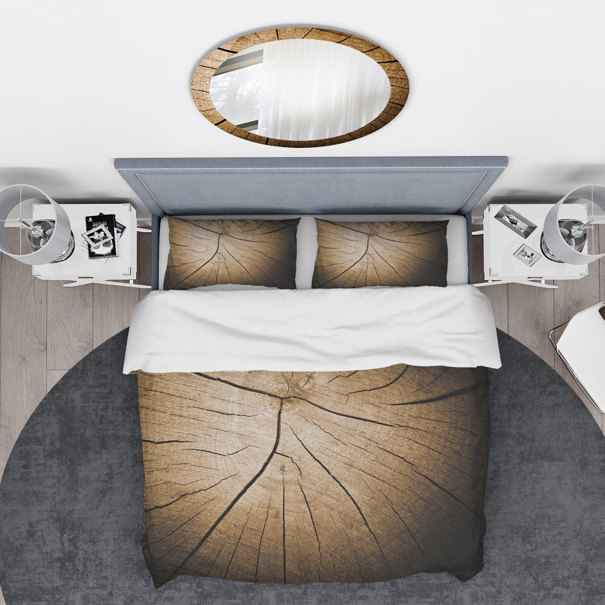 Designart 'Tree Grooves Annual Rings on Stump' Abstract Duvet Cover Set