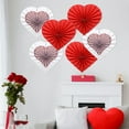 thumbnail image 6 of GAXIRE 6Pcs Heart Shaped Wedding Paper Fan Flowers Assorted Color Decorative Wall Hanging 13.4X12.9X0.4In, 6 of 8