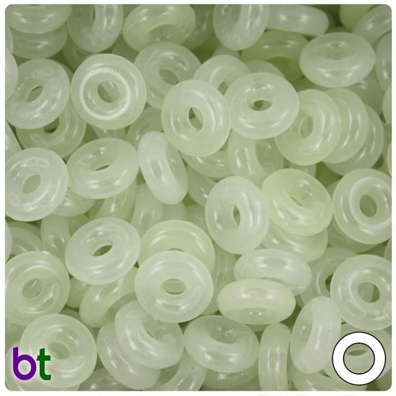 BeadTin Night Glow-in-the-Dark 14mm Ring Plastic Craft Beads (100pcs)