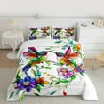 thumbnail image 2 of jejeloiu Colorful Hummingbird Bedding Comforter Set,Rustic Flower Twin Comforter Sets,Ancient Aesthetic Artwork Bedding Set For Girl Teens,Breathable Home Decor,2pcs, 2 of 8