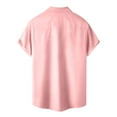 thumbnail image 4 of Inglocry Frontaley Men Shirts, Men's Cuba Guayabera Button Front Shirt, Striped Printed Short Sleeves Summer Shirts For Men Pink 2XL, 4 of 5
