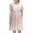 thumbnail image 1 of Balery Glitter Light Pearl Vestidos sueltos de manga corta para mujer, vestidos de verano 2025, vestidos casuales de corte A con vuelo., 1 of 6