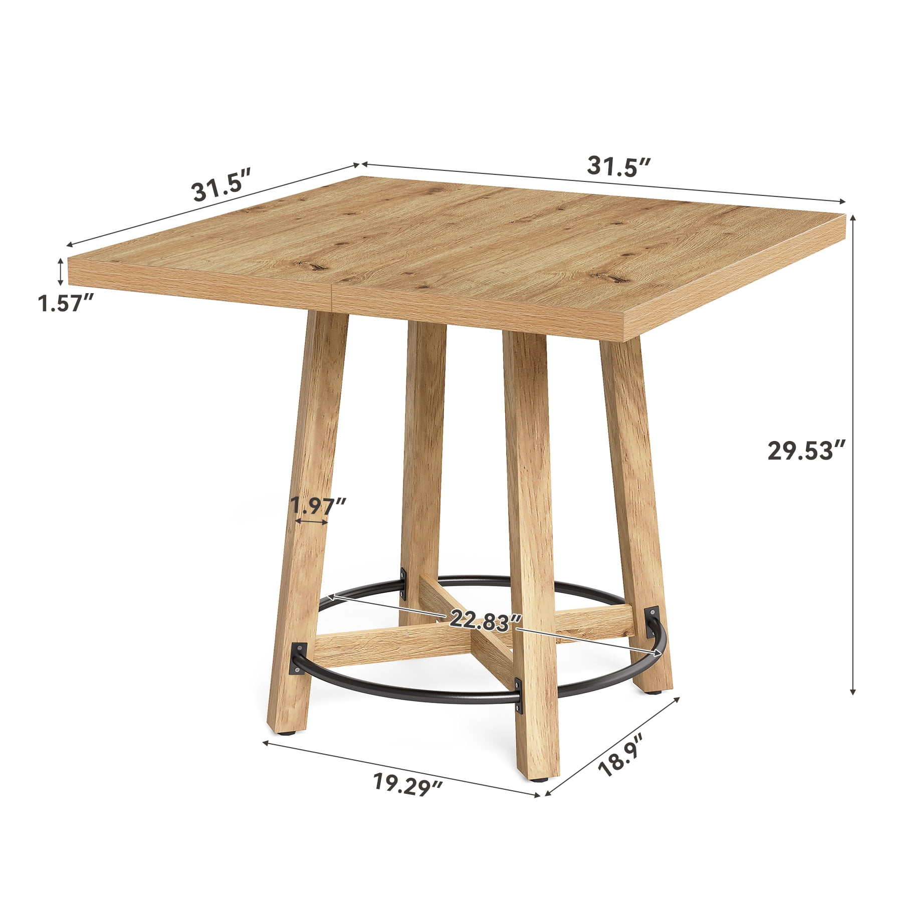 Fnova 31.5" Modern Dining Table for 2-4 People, Square Kitchen Table for Small Space, Kitchen, Dining Room, Brown