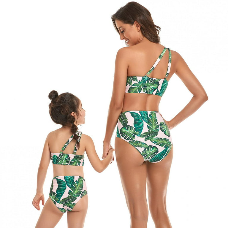 Family Matching Swimwear Floral Leopard Mother Daughter Father Son Trunks  Swimsuit Girls Summer Swimming Bathing Suit Beachwear