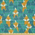 thumbnail image 2 of Ambesonne Fox Fabric by the Yard Microfiber, Animals in Winter Theme, 10 Yards, Orange Sea Blue, 2 of 2