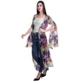 thumbnail image 3 of Moomaya Open Front Printed Georgette Shrug Slit Sleeve Beach Cover Up For Women, 3 of 5