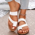 thumbnail image 3 of THDHVS Wide Sandals for Women,Sandals Women,Women's Fashionable and Casual Summer Style Outer Wear Flat Hollow Solid Color Soft Bottom Sandals White 7.5, 3 of 6