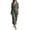 Blackish Green, variant on Women's Linen Cotton Two Piece Set, V Neck Half Sleeve Button Down Top & Drawstring Wide Leg Pants, Breathable Casual Outfit Set for Work Office and Daily Wear Blackish Green L