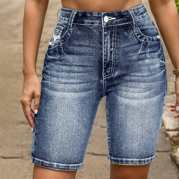 Womens Jeans High Waist Short Trousers Womens Summer Stretch Denim Hot Pants Jeans Shorts Women With Pockets Cutoff Jean Shorts for Women Biking Shorts Women Padded Jean Shorts Women Womens Short