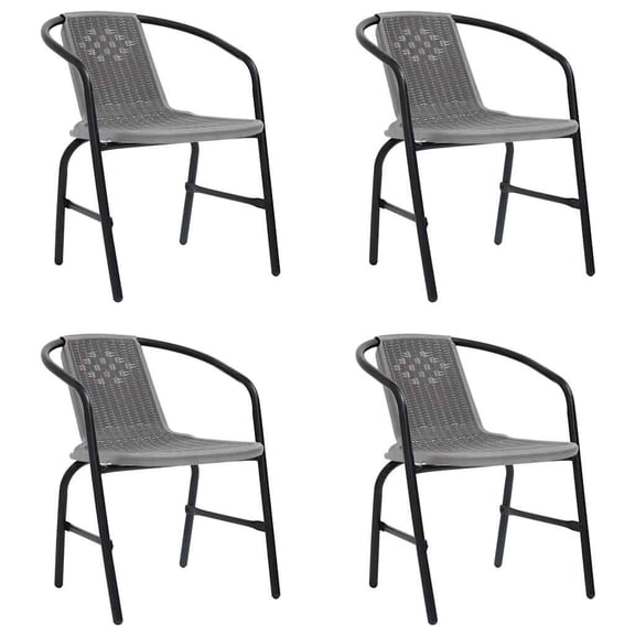 vidaXL Patio Chairs 4 pcs Plastic Rattan and Steel 242.5 lb