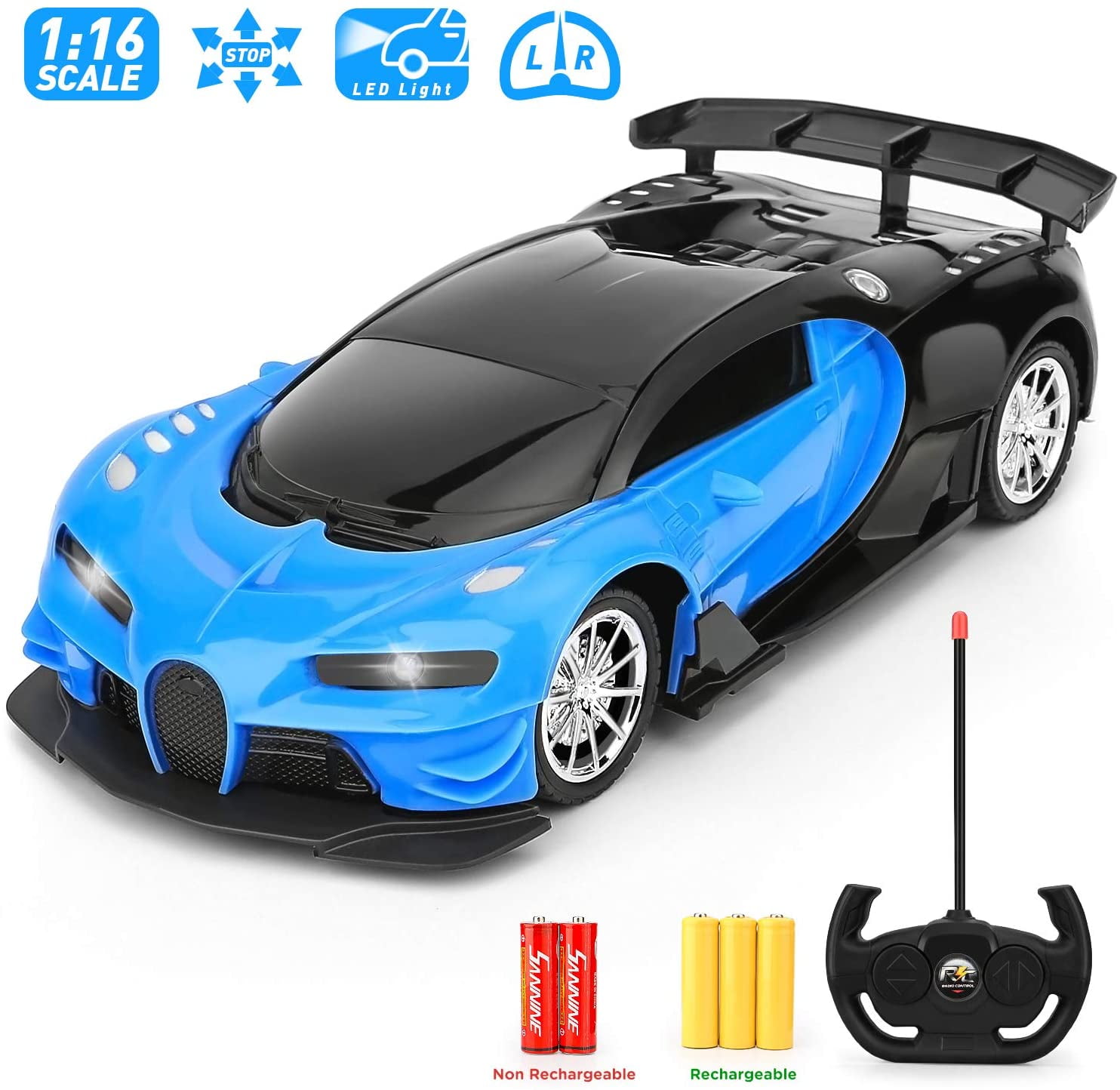 Remote Control Car 1/16 Scale Blue Remote Toy Racing