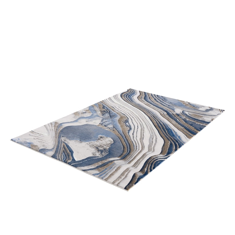 Abani Abstract Grey Green Area Rug 4' X 6' - Machine Washable, Stone-Inspired Design For Living Room, Bedroom