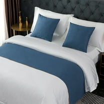 Holloyiver Bed Runners for Queen Size Bed, 19.6"x94.4" Modern Decorative Bed Throws for Foot of Bed, Farmhouse Bed Runner Sofa Throw Bedding Scarf Protector Slipcover for Bedroom/Hotel (Blue)