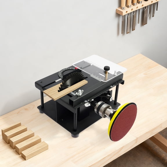 Vintoro 200W Mini Electric Table Saw with Sandpapers, Multi-functional Bench Cutting Saw, Tabletop
