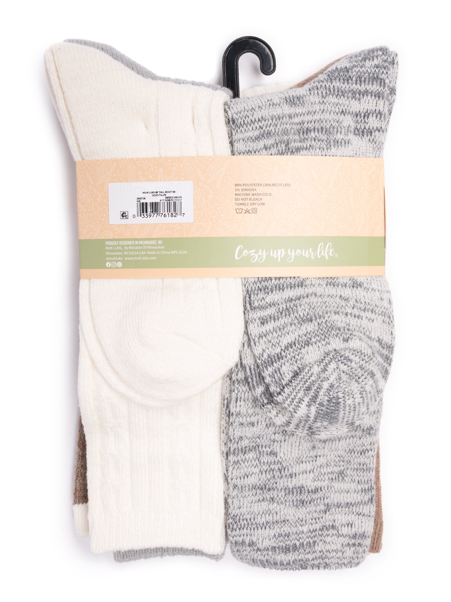 MUK LUKS Women's Fluffy Dream Tall Boot Socks, 6-Pack, OSFM