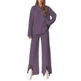 thumbnail image 2 of Letdown Women Pant Set 2 Piece Matching Lounge Outfits Zip Up Travel Casual Long Sleeve Tracksuit Airport Wear Fall Clothes (Purple, XL), 2 of 5