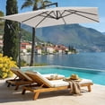 thumbnail image 2 of FUNDAZE 8x8ft Hanging Cantilever Patio Umbrella with Base, Square Outdoor Sun Shade with Crank & Tilt for Garden, Backyard, Deck,Off-white, 2 of 10